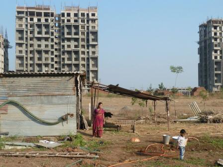 High-rise buildings on ribbon farms in Pune, 2013